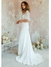 Balloon Sleeve Ivory Lace Chiffon Wedding Dress